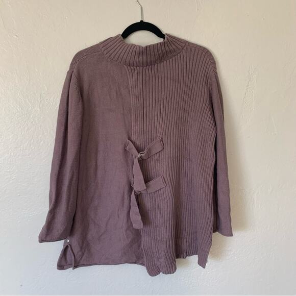 Neon Buddha Mock Neck Buckle Back Sweater - Picture 1 of 15